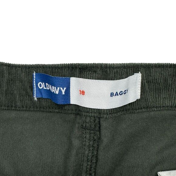 Old Navy Corduroy Cargo Pants Baggy Fit Stretch Boys Sz 18 30x29 Dark Green NWT - Picture 4 of 5